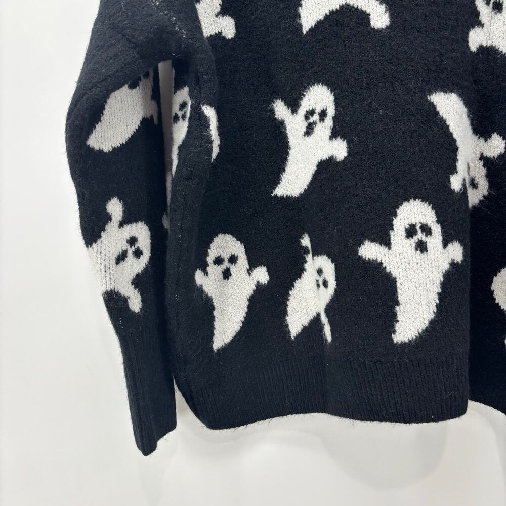 Vince Camuto Womens Medium Black White Ghost Halloween Sweater - Picture 14 of 16